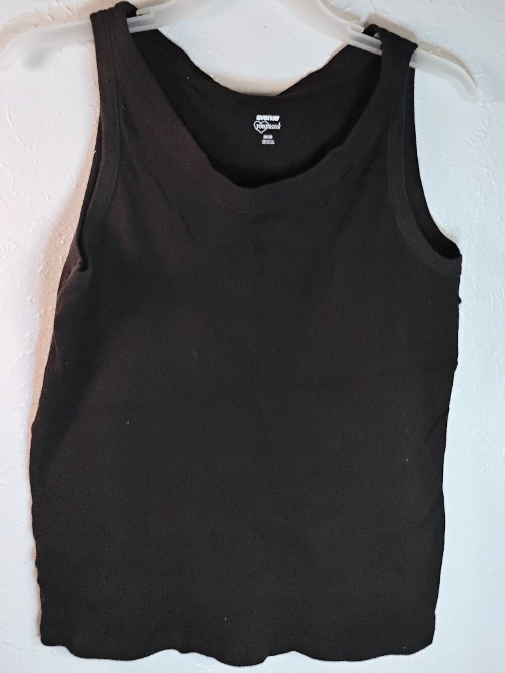 Avenue Black Ribbed Tank Round Neck Plus Size 26/28